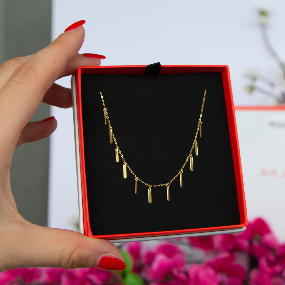 Collier or jaune 375 pampilles 43 cm