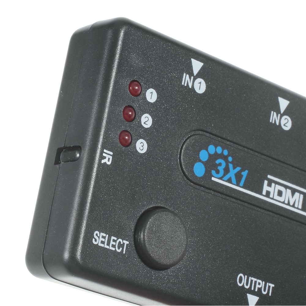 3-Fach HDMI 1080p FullHD Hub Verteiler Switch mit Fernbedienung - Schwarz