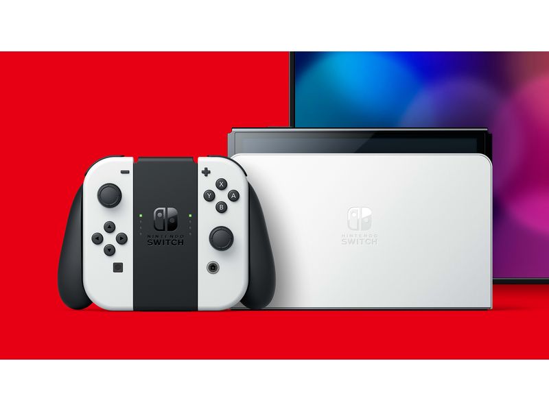 Nintendo Switch OLED-Modell Weiss Die Spielkonsole für zu Hause und unterwegs mit 7-Zoll-OLED Bildschirm