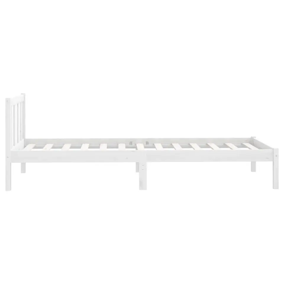 vidaXL - Bed frame met hoofdbord - Wit - Massief grenenhout - 90x190 cm