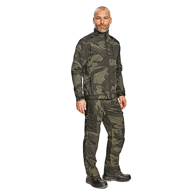 Cerva werkbroek camouflage met kniezakken XXL groen