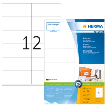 HERMA 4457 Etiketten A4105x48mm weiß 100 Blatt
