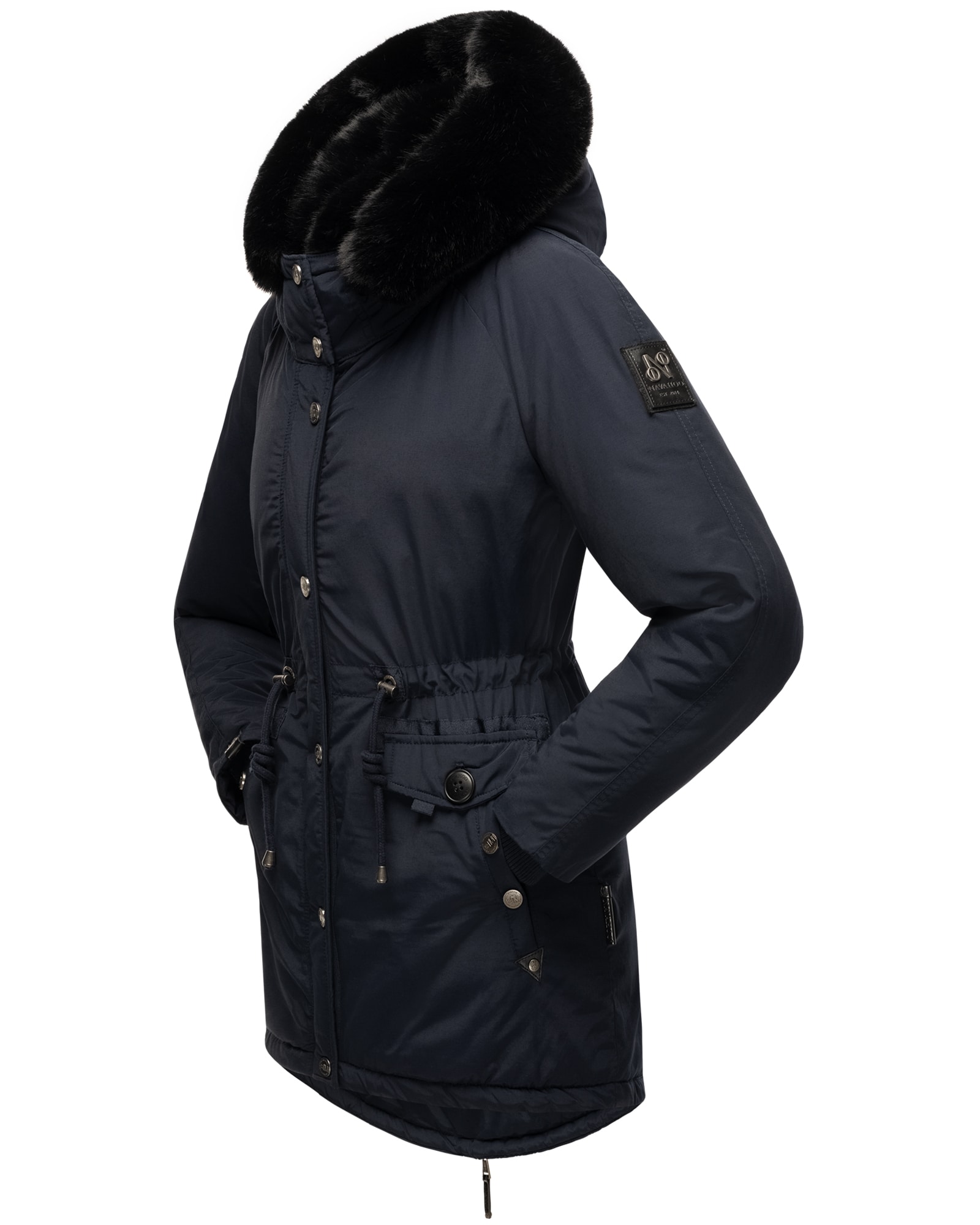 NAVAHOO Damen Wintermantel Winterparka Gefüttert mit 2 Kunstpelz-Kapuzen Sweety Deluxe