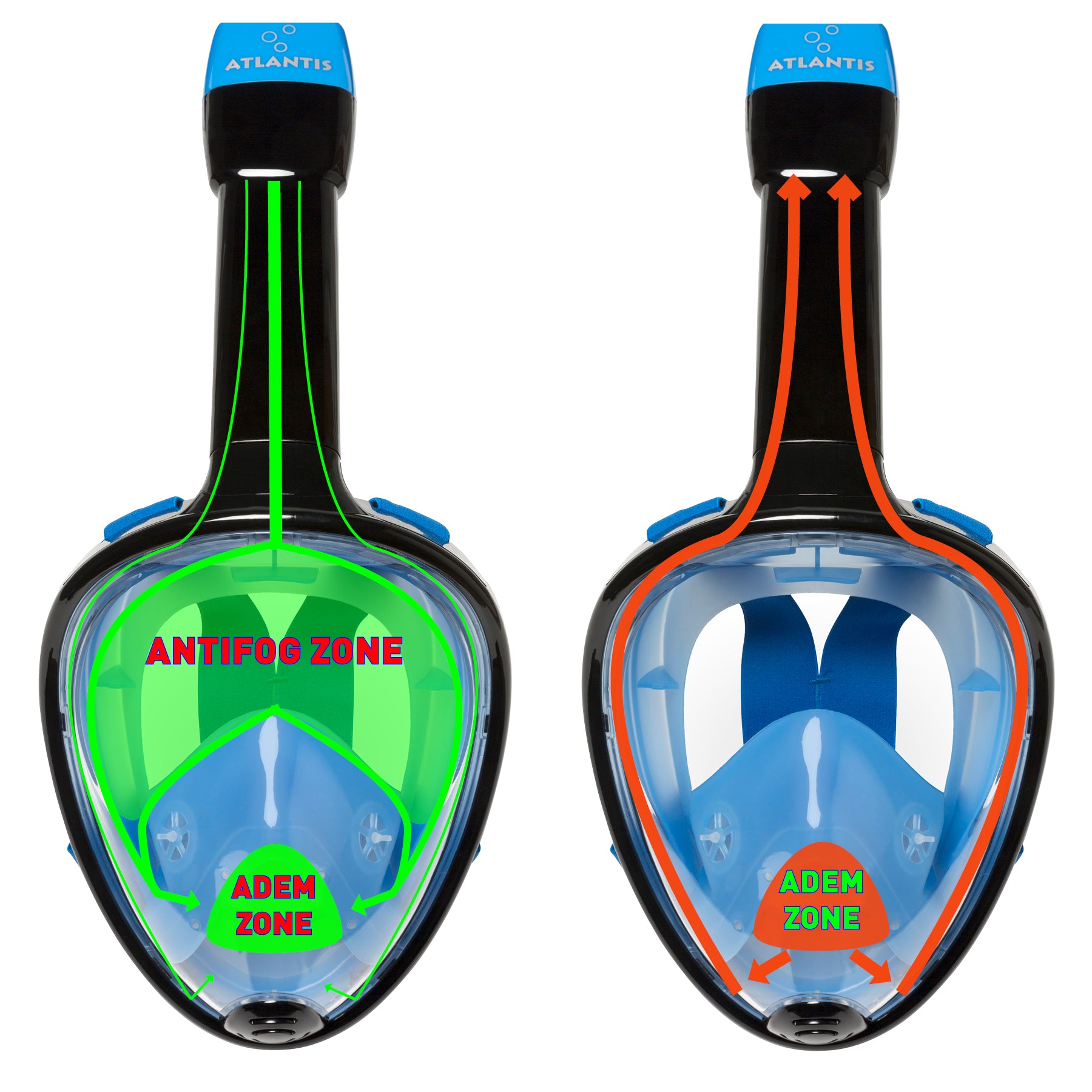 Atlantis Full Face Mask S/M Volwassenen Snorkelmasker - Blue