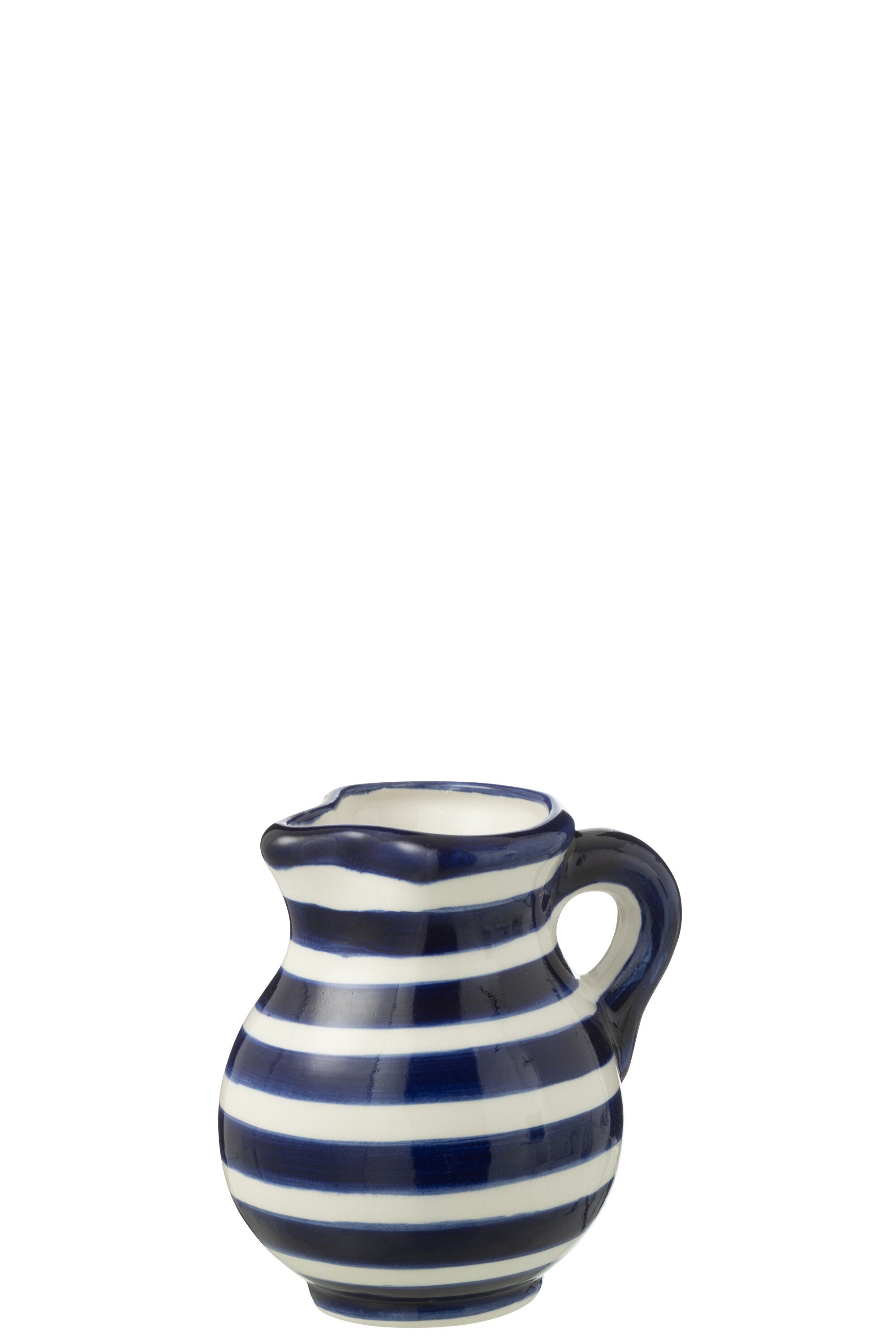 J-Line kruik Granada Stripes - keramiek - wit|blauw - small
