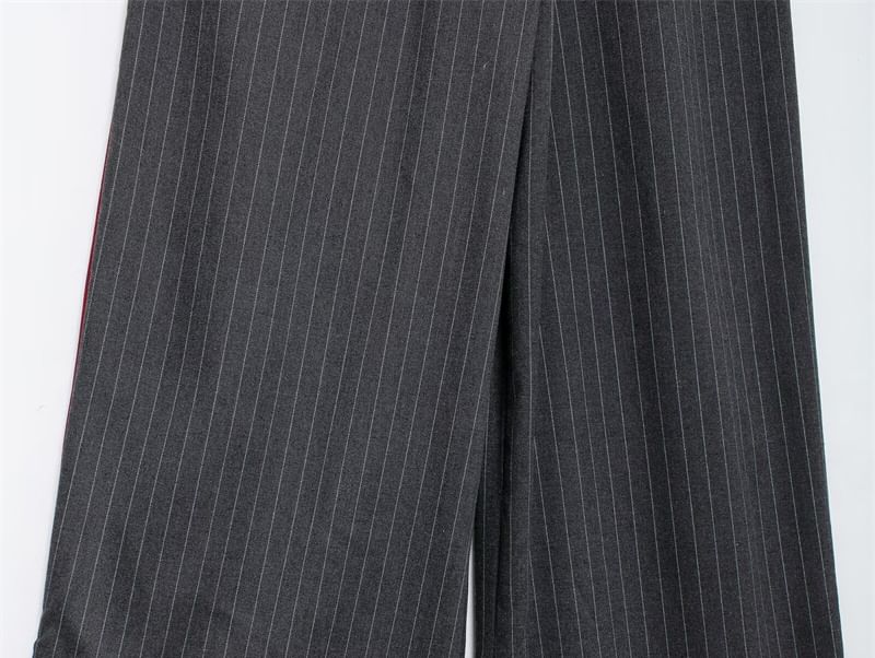 Bazer - Hoge taille krijtstreep nep tweedelige wijde broek