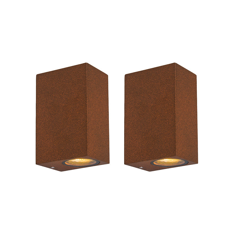 QAZQA Set van 2 industriÃ«le wandlampen roestbruin 2-lichts IP44 -