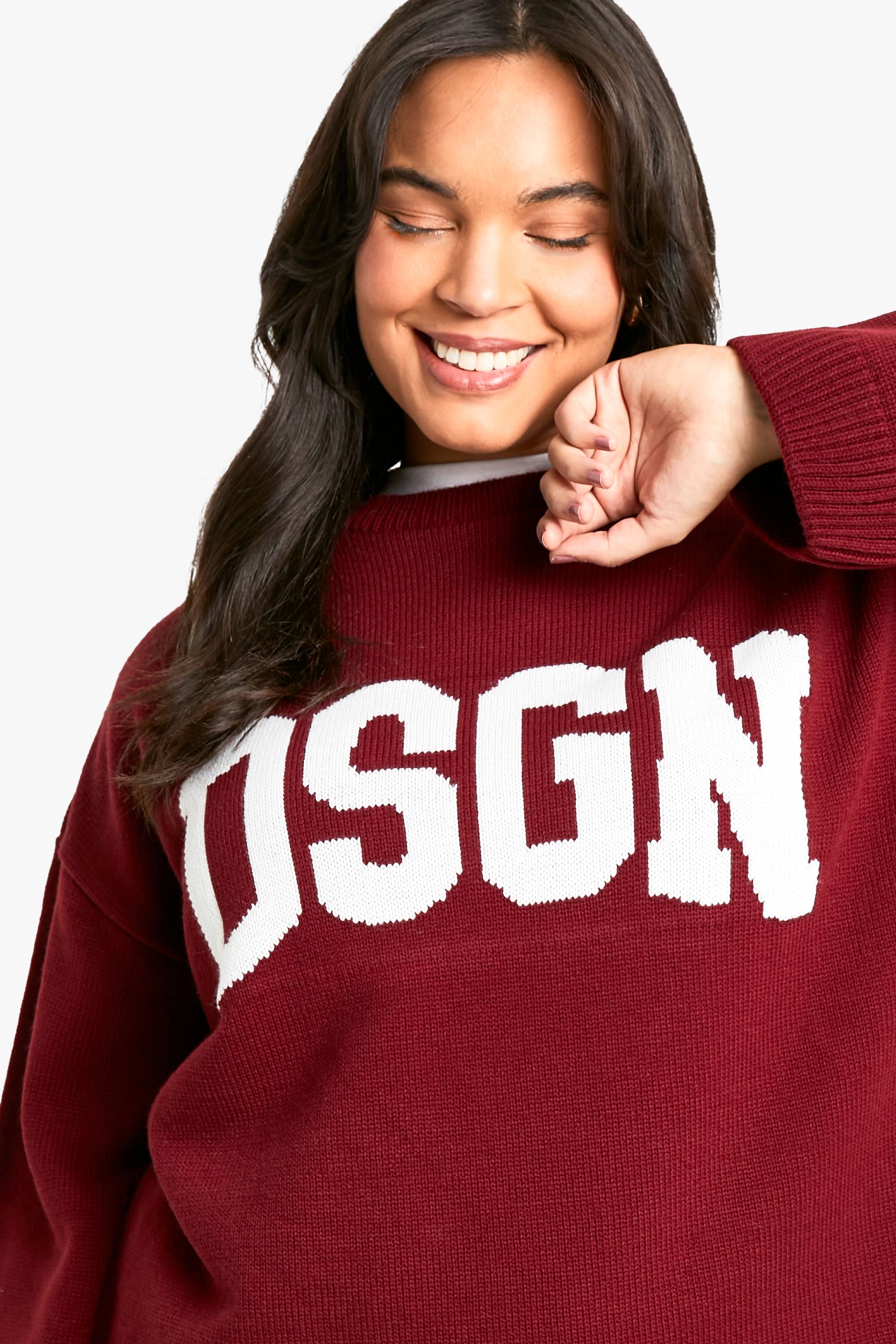 Plus Pull en Maille à Col Rond Grande Taille DSGN