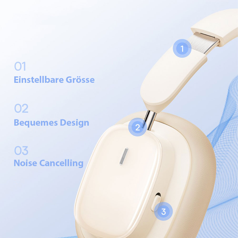 Bowie H1i ANC Over-Ear Bluetooth 5.3 Kopfhörer Hi-Res Headset mit 3.5mm Klinke   Active Noise Cancelling (A00050402223-00) - Beige