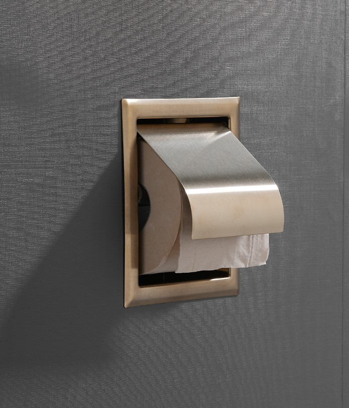Saniclear Brass inbouw toiletrol houder met klep geborsteld messing - mat goud