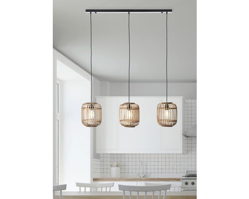 Hanglamp, 3-lichts, HxL 125x105 cm, naturel/bruin