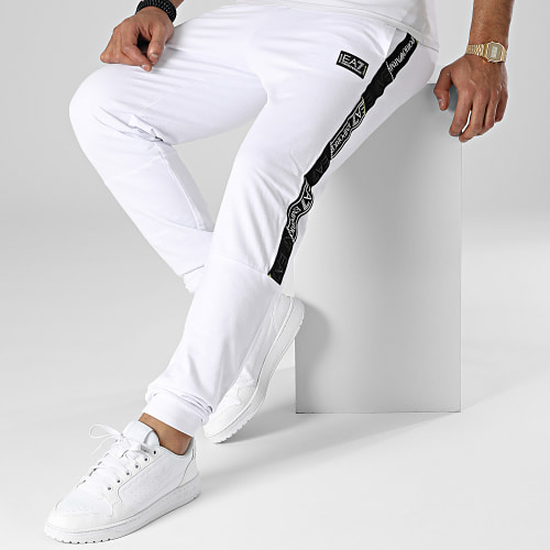 Pantalon Jogging A Bandes 3RPP58-PJ05Z Blanc