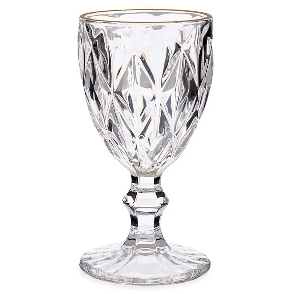 Vivalto Wijnglazen - 6x - kristal look - gouden rand - 254 ml