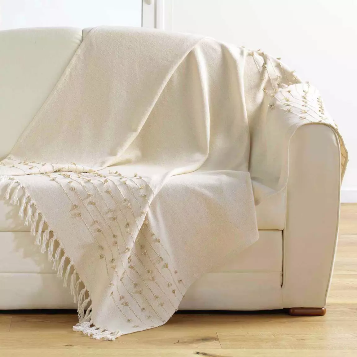 Plaid coton (120 x 150 cm) Golden Sunset Ecru