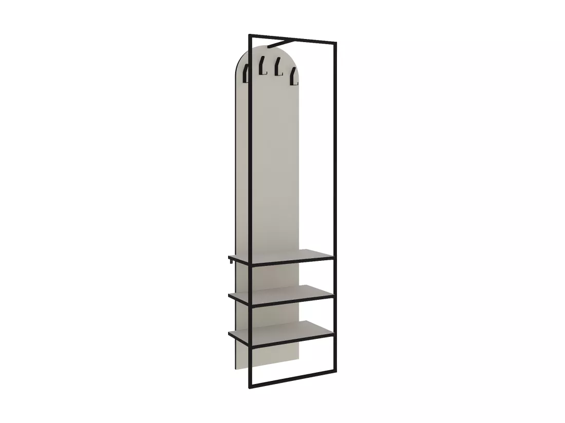 Wynsar - Meuble d'entrée 3 étagères en bois et métal H180cm - Beige