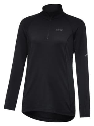 Maillot Manches Longues Running Femme Gore Wear 1/4 Zip Noir
