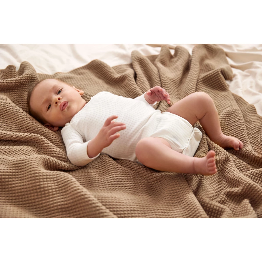 LÄSSIG Baby Body langarm gerippt milky weiß