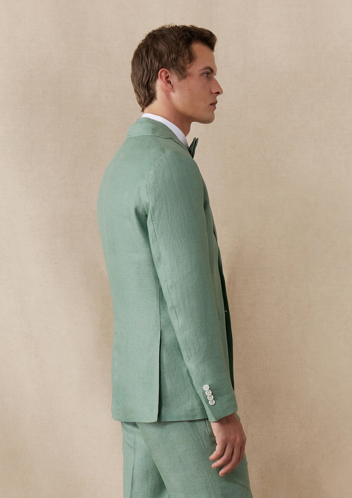 Veste coordonnable Regular en lin uni vert