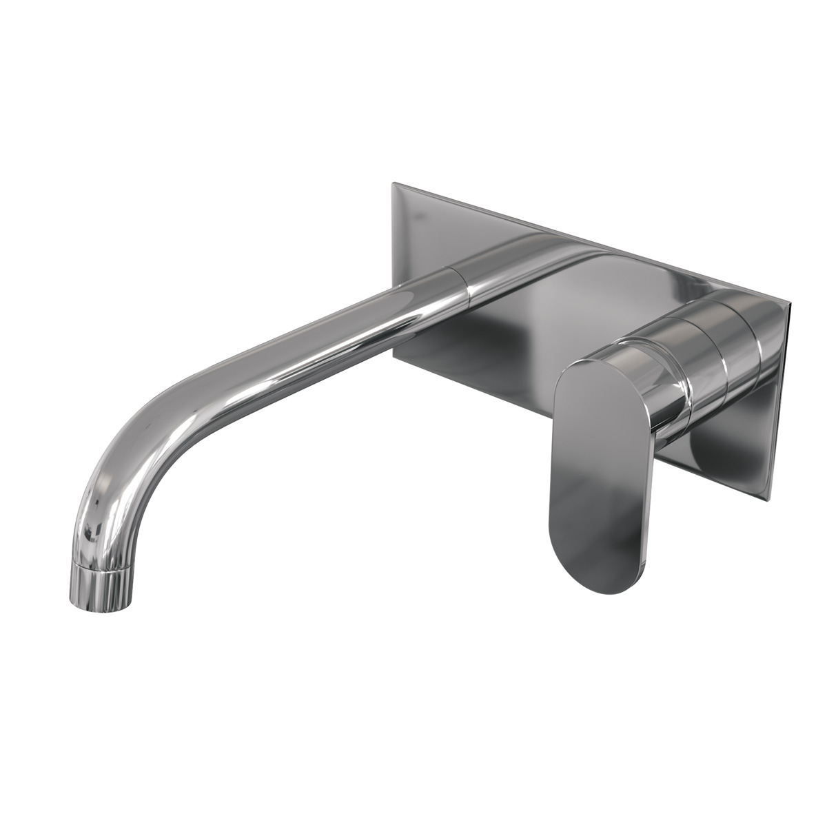 Brauer Chrome Edition ColdStart wastafelkraan inbouw gebogen uitloop met achterplaat model C1 chroom