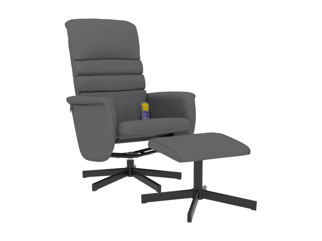 Fauteuil inclinable massant avec repose-pied gris similicuir