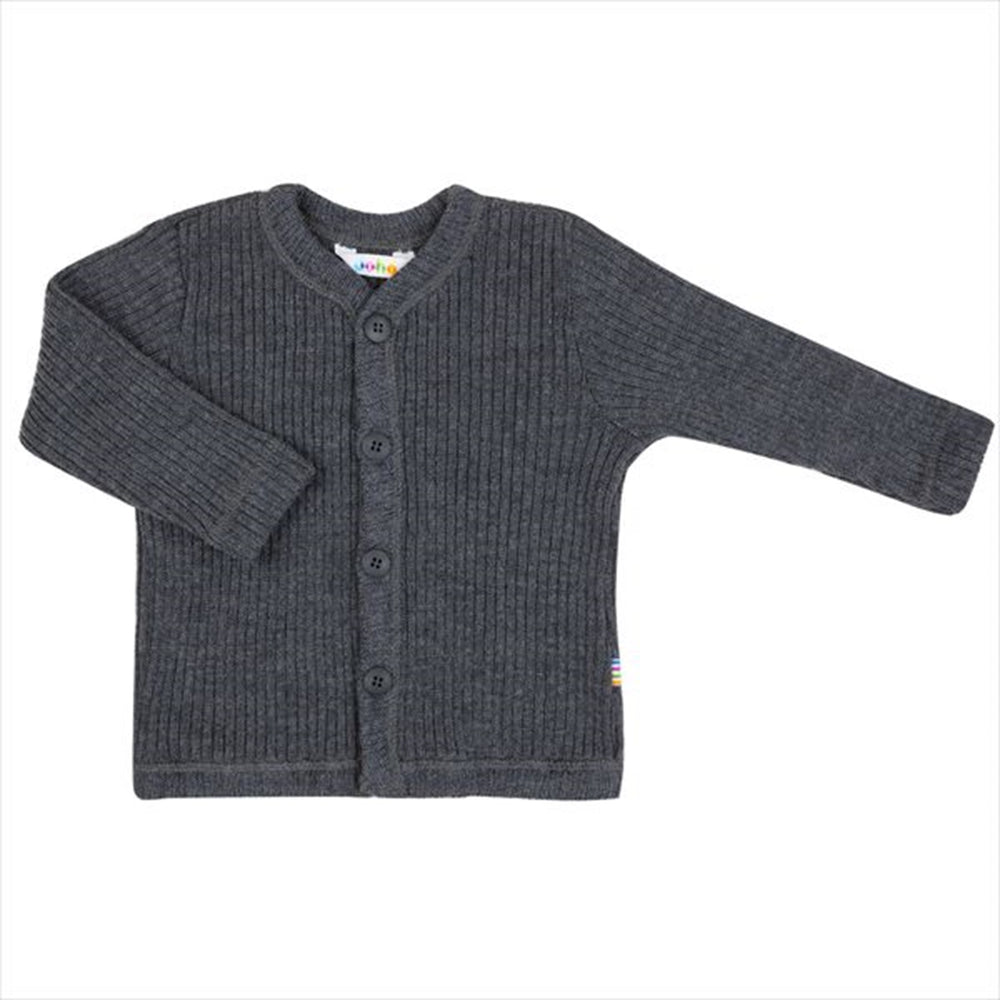 Uld Rib Gråmeleret Cardigan - Joha → Luksusbaby.dk