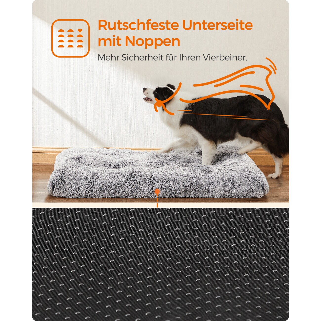 FEANDREA Hundebett, Hundekissen, langer Plüsch, weiche Polsterung, waschbar