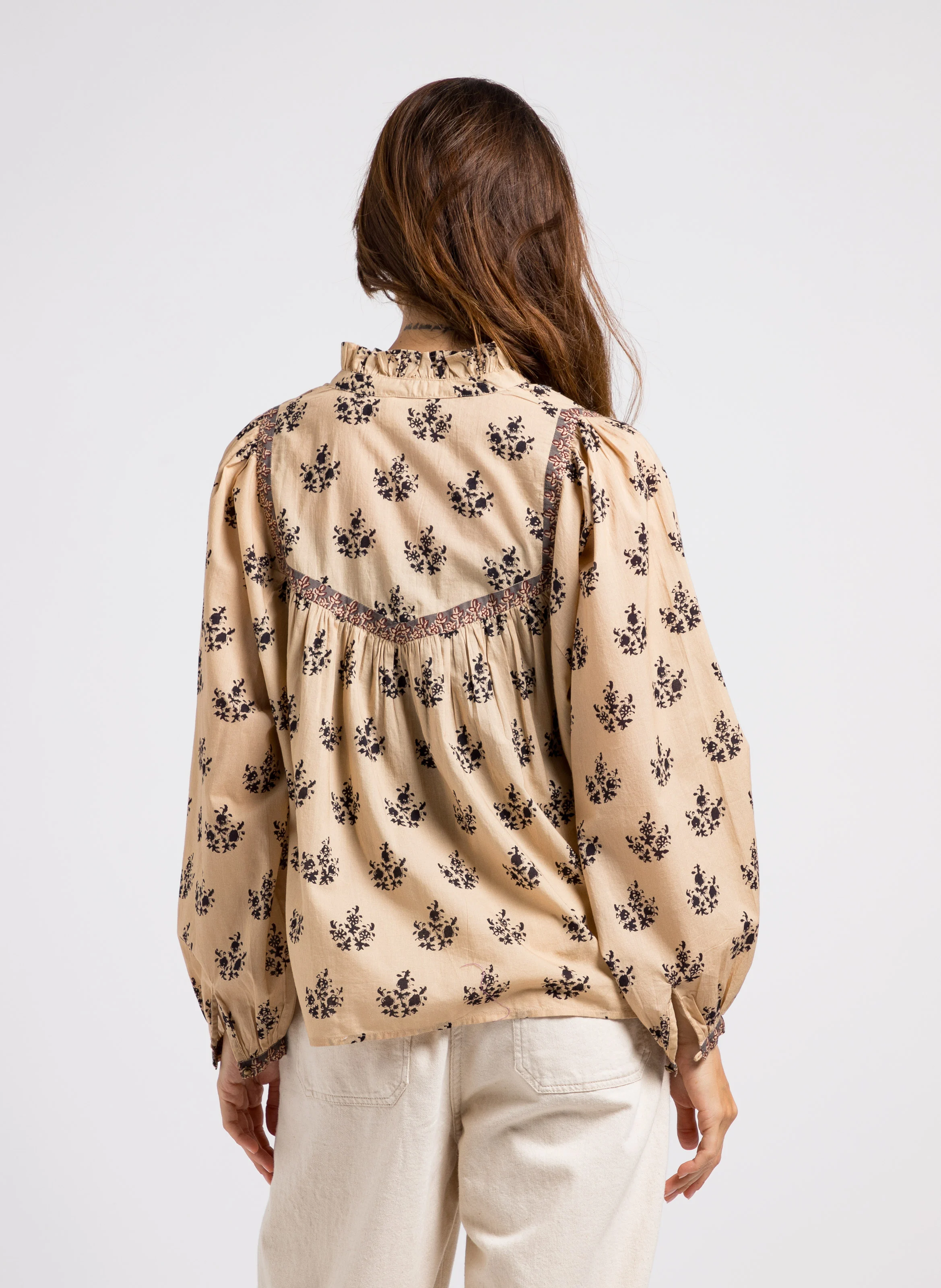 TINA - Blouse ample imprimée en coton | Gris
