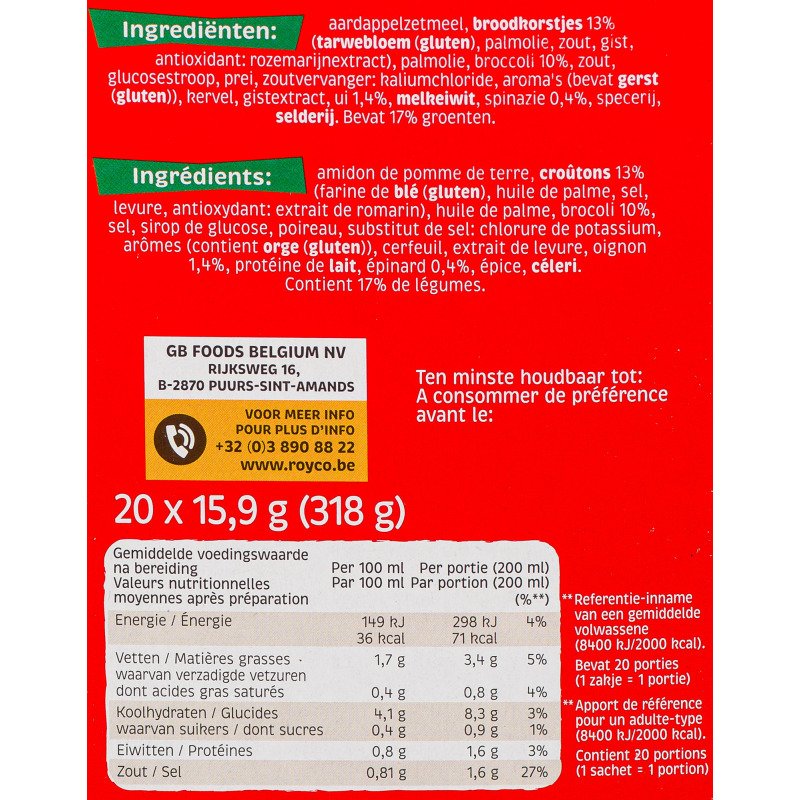 Soupe Royco Suprême de légumes - Boîte de 20 sachets