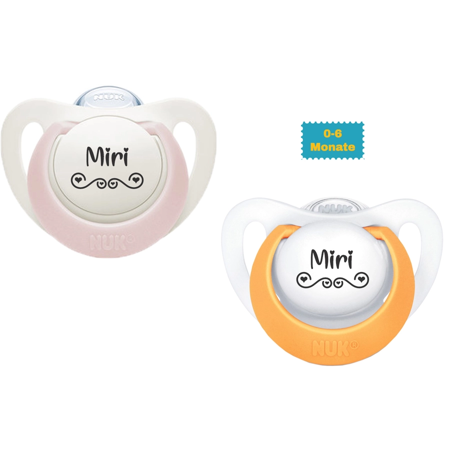 Schnullireich Schnuller mit Namen  Namensschnuller NUK Genius Love – 2er Set (Mädchen) Weiß