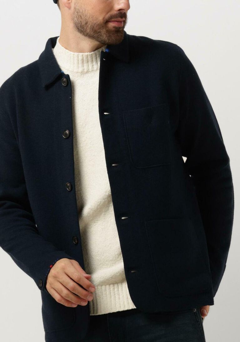 SCOTCH & SODA blauwe scotch & soda jack wool-blend knitted worker jacket