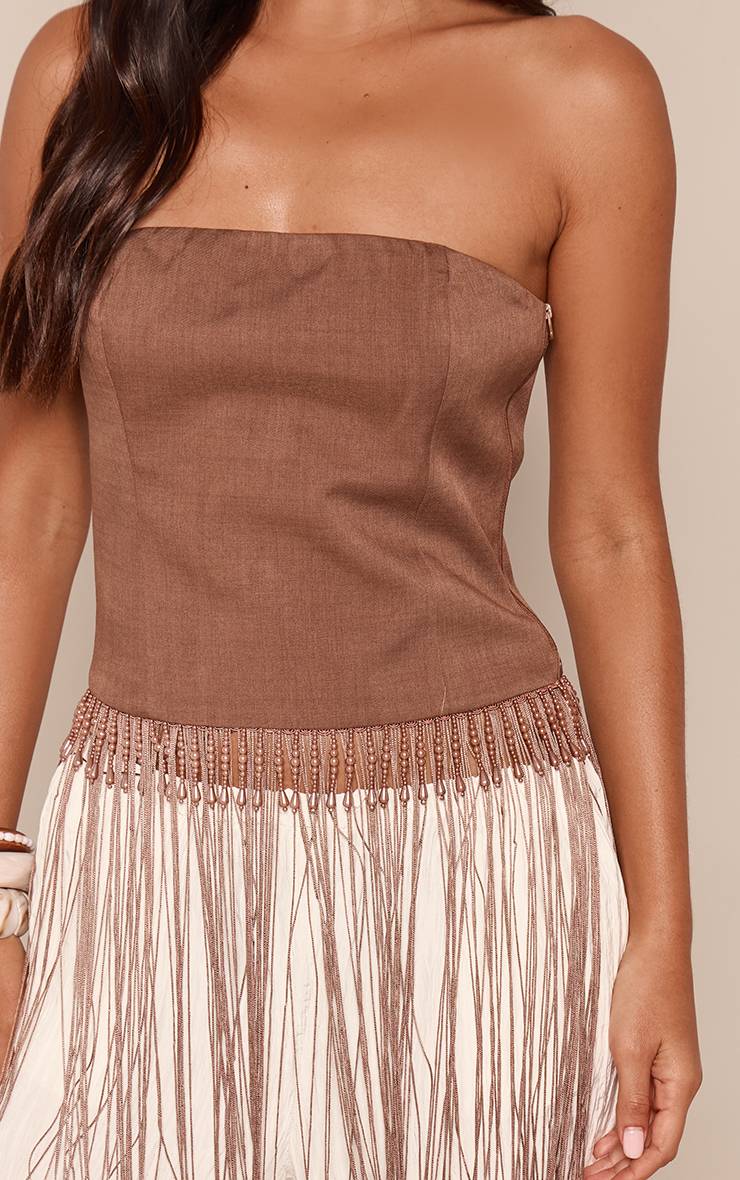 Chocolat Haut Bandeau Tissé À Franges