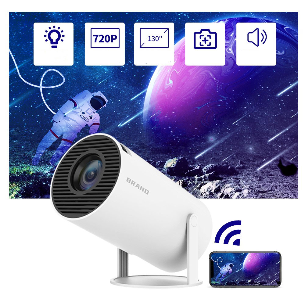 Multimedia LED Projektor Beamer Heimkino (160 ANSI Lumen) 720p HD / HDMI / WiFi (2.4/5GHz) / Android 11.0 mit Screen Mirroring (2025 Version) - Weiss