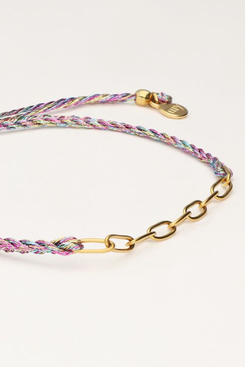 Multikleur touw armband met schakels