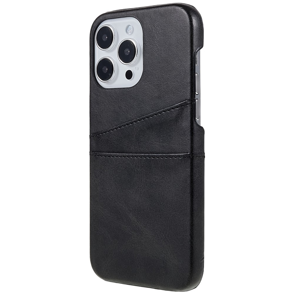 iPhone 14 Pro Leder Hülle Snap Case   Kartenfach - Schwarz