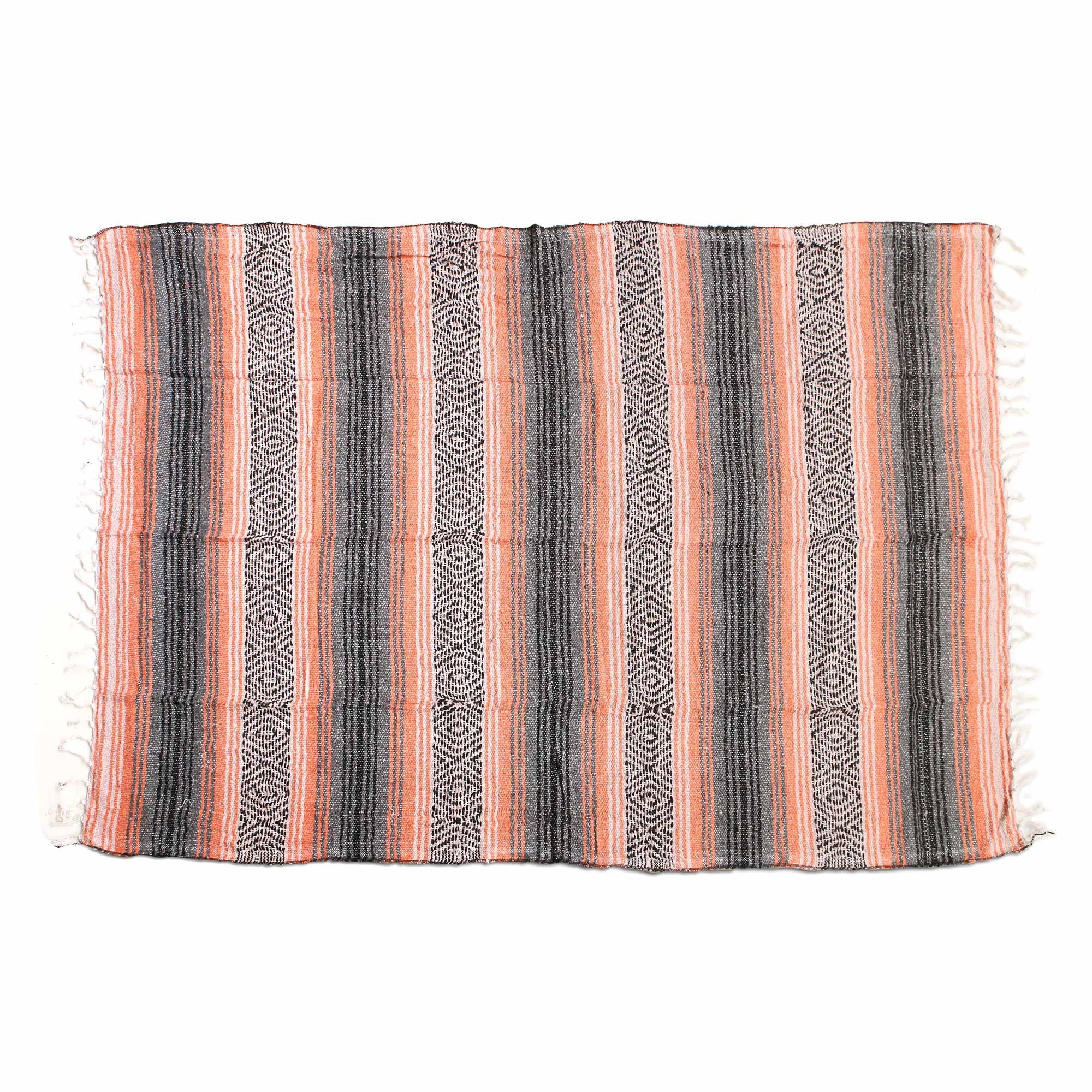 Decke gestreift orange/grau, B 175-200 cm, L 140 cm von fischer's lagerhaus
