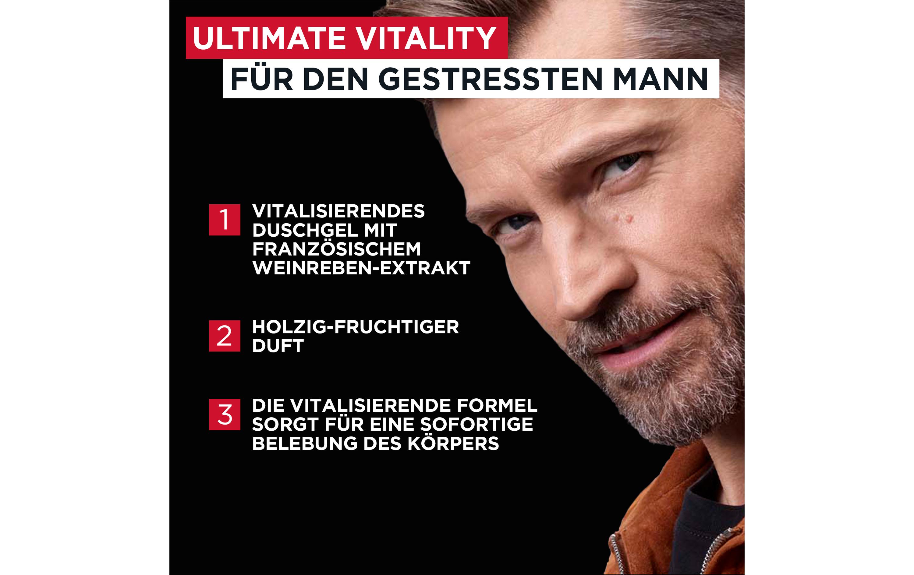 Duschgel Ultimate Vitality 250 mlWaschgel reinigt intensiv und hinterlässt einen holzig-frischen Duft