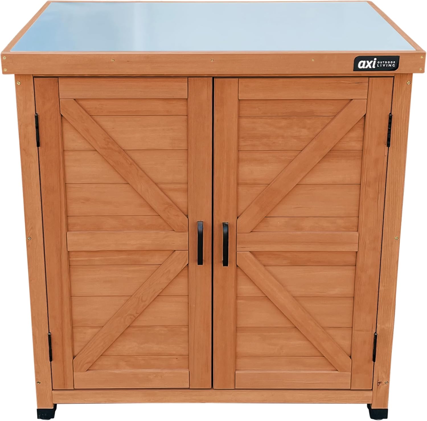 AXI Felix Gartenschrank aus Holz in Kaffeebraun | Geräteschrank/Geräteschuppen für den Garten mit Ablage | 80 x 45 x 93 cm