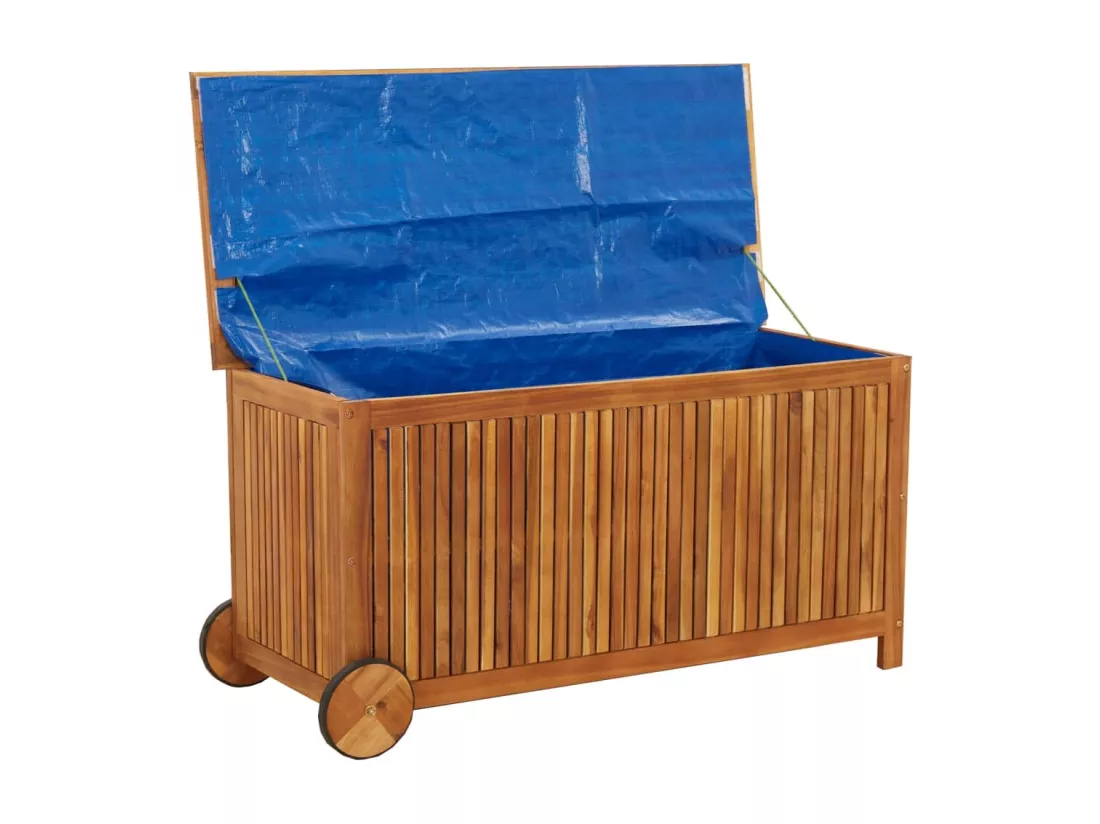 Prolenta Premium - Boîte de rangement de jardin avec roues 113x50x58cm Bois acacia