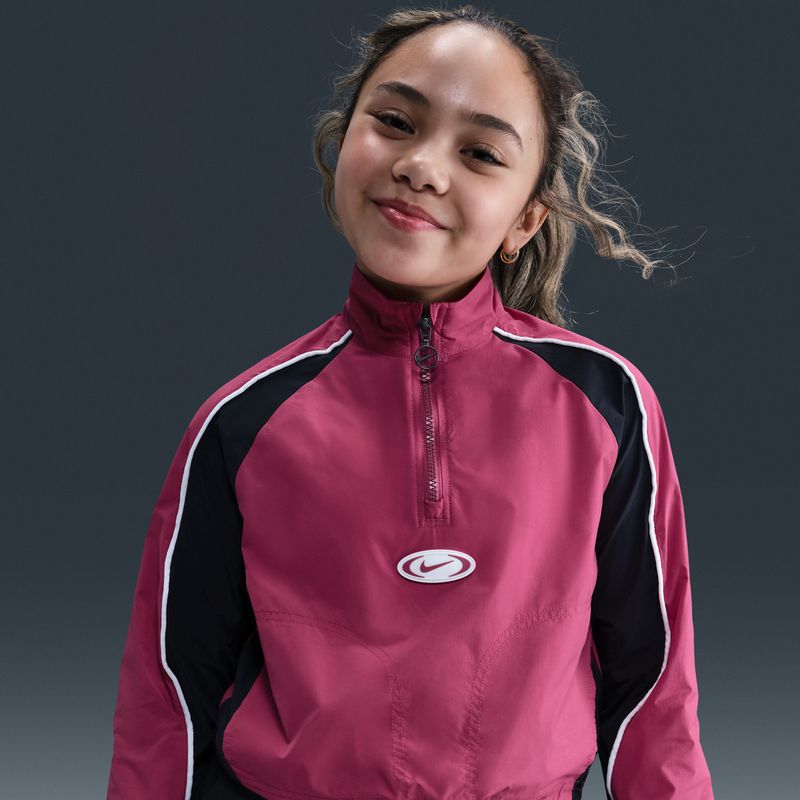 Nike trainingsjack met korte rits voor meisjes - Paars