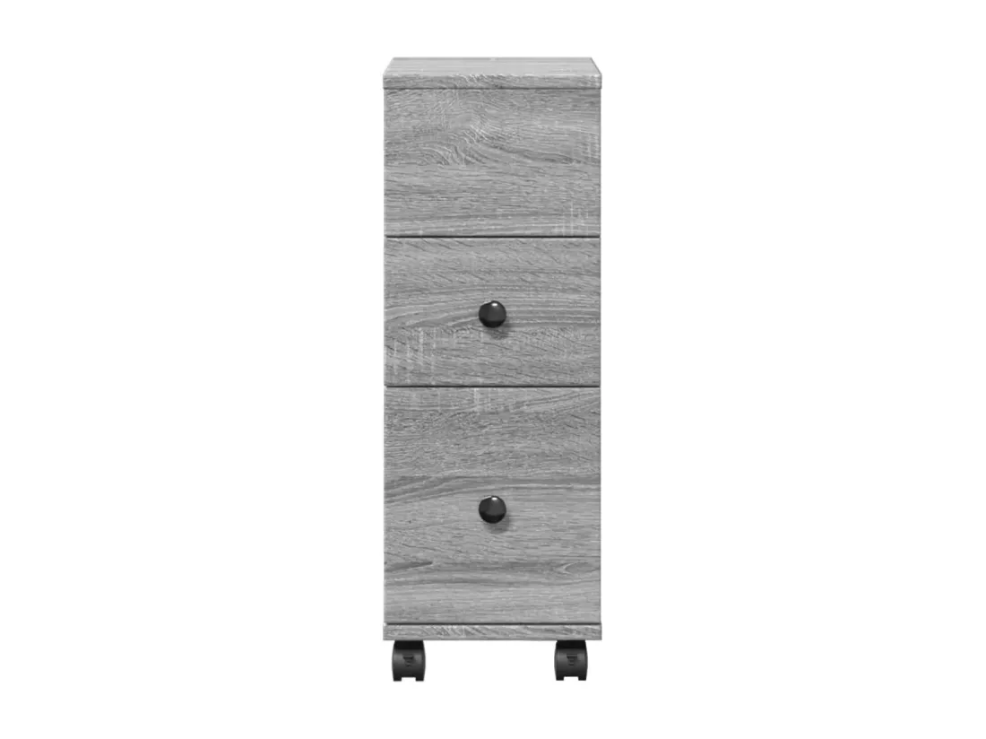 Meuble étroit de salle de bain à roulettes sonoma gris
