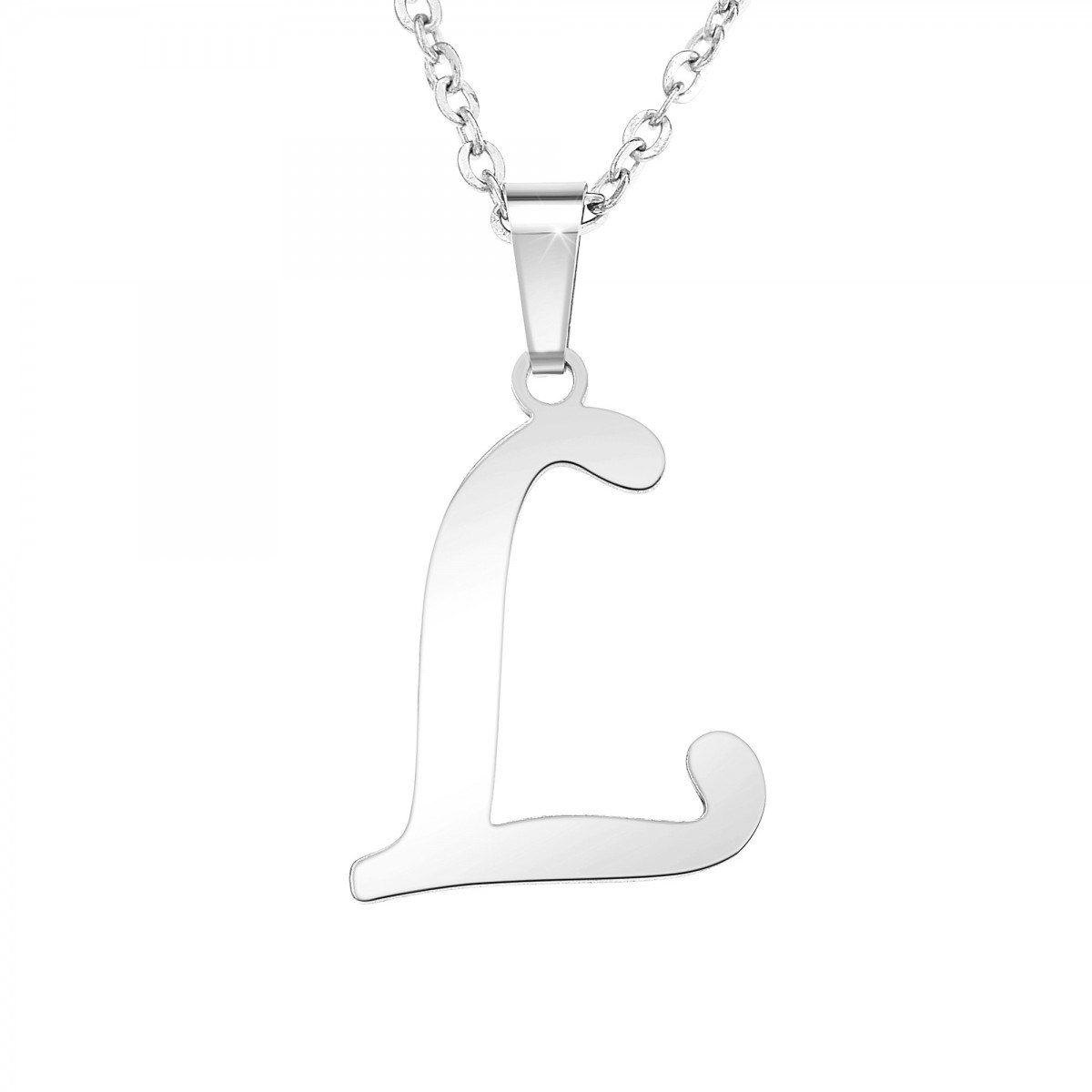 Collier alphabet lettre L en acier inoxydable par SC Bohème