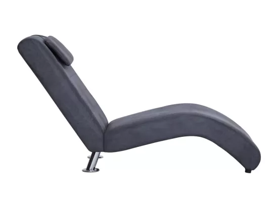 Prolenta Premium - Chaise longue avec oreiller Gris Similicuir daim