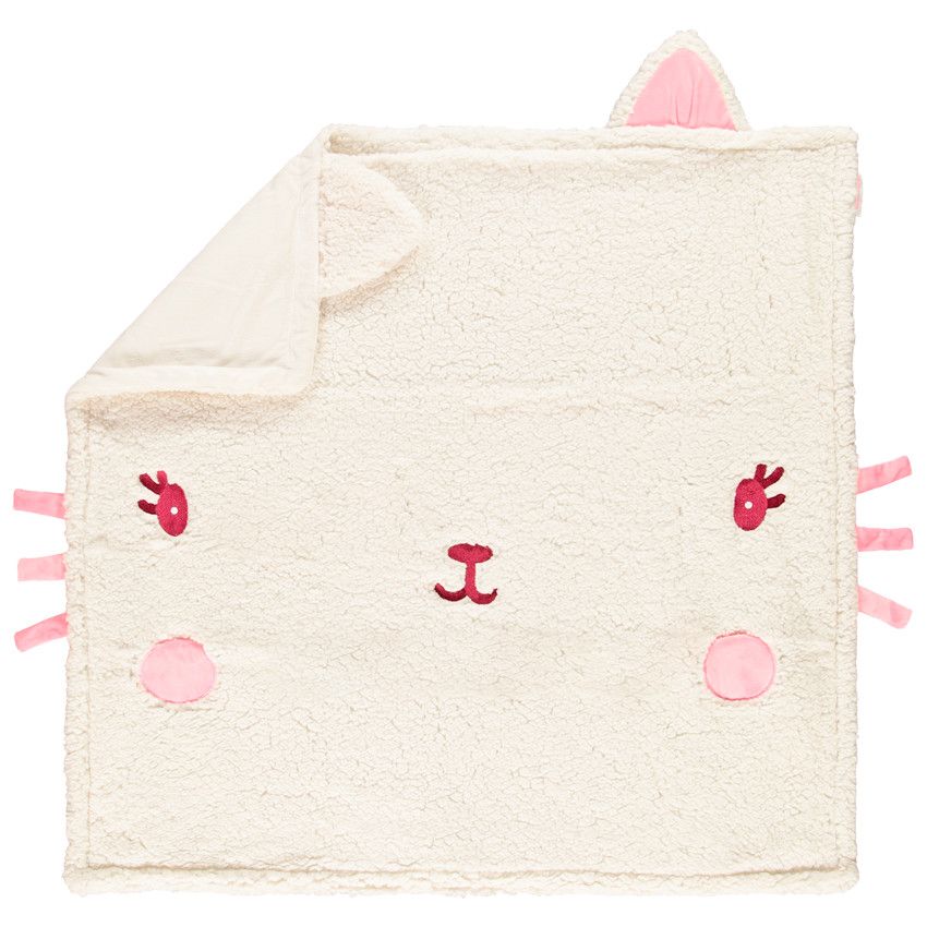 Couverture en sherpa Elena le chat - Ecru