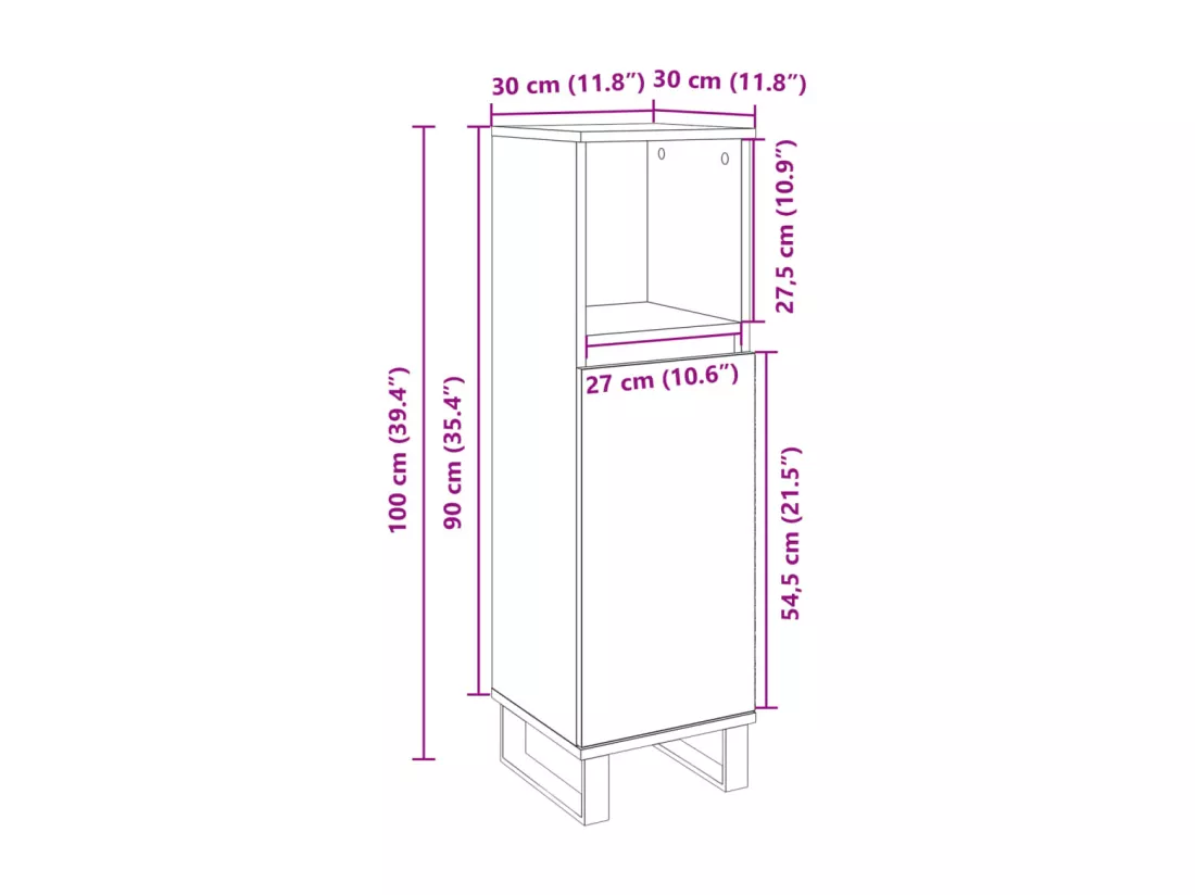Armoire salle de bain chêne sonoma 30x30x100 cm