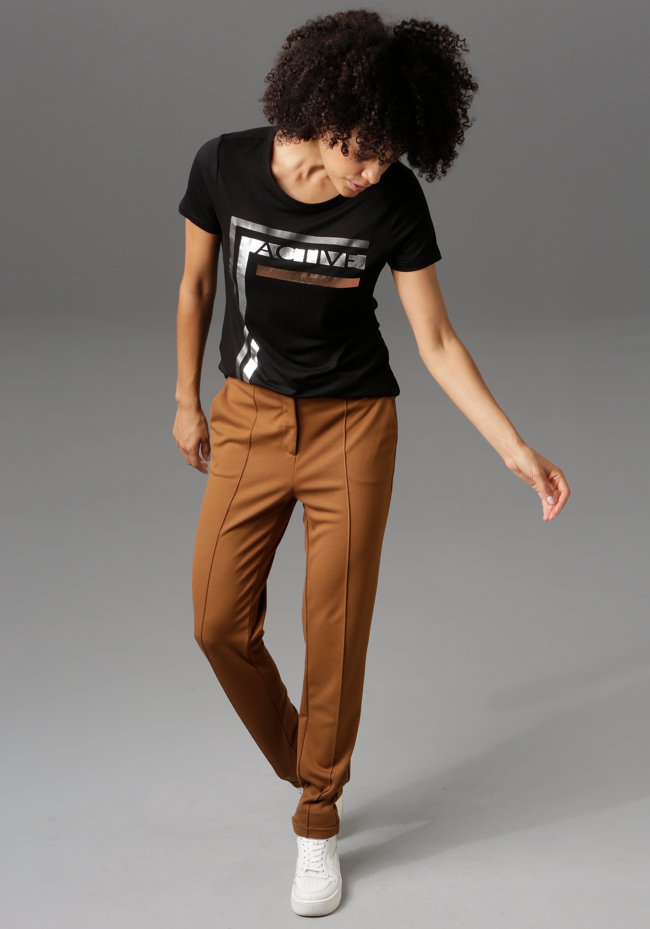 Aniston CASUAL Jerseyhose  mit Biesen verziert