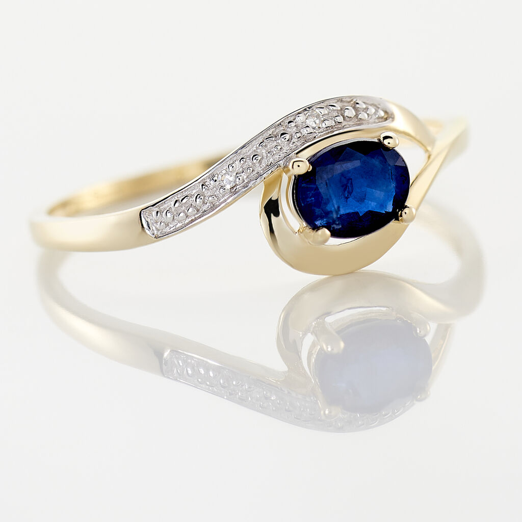 Bague Sagesse Or Jaune Saphir Et Diamant