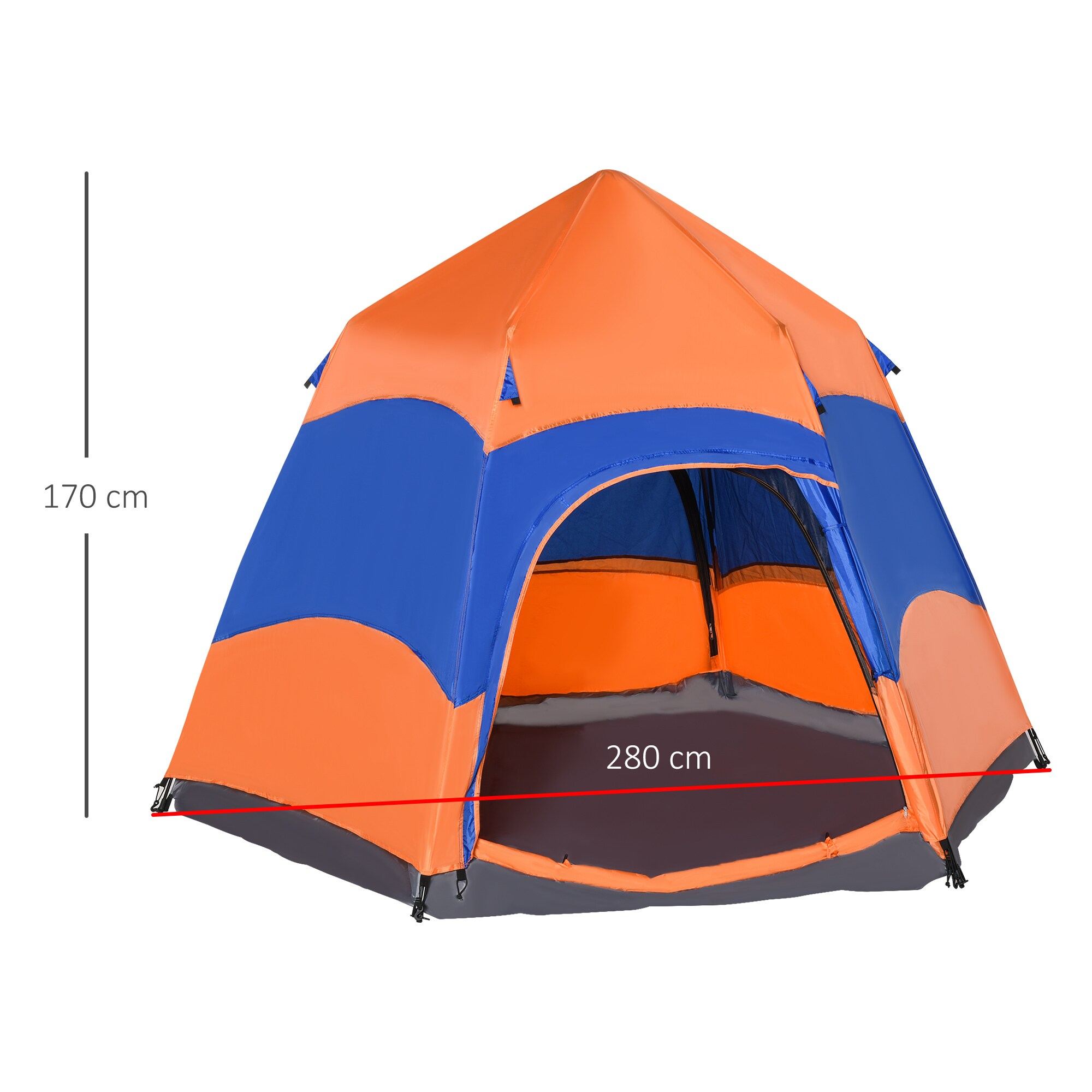 Outsunny Doppelwandzelt für 5–6 Personen orange, blau 280 x 280 x 170 cm (LxBxH)