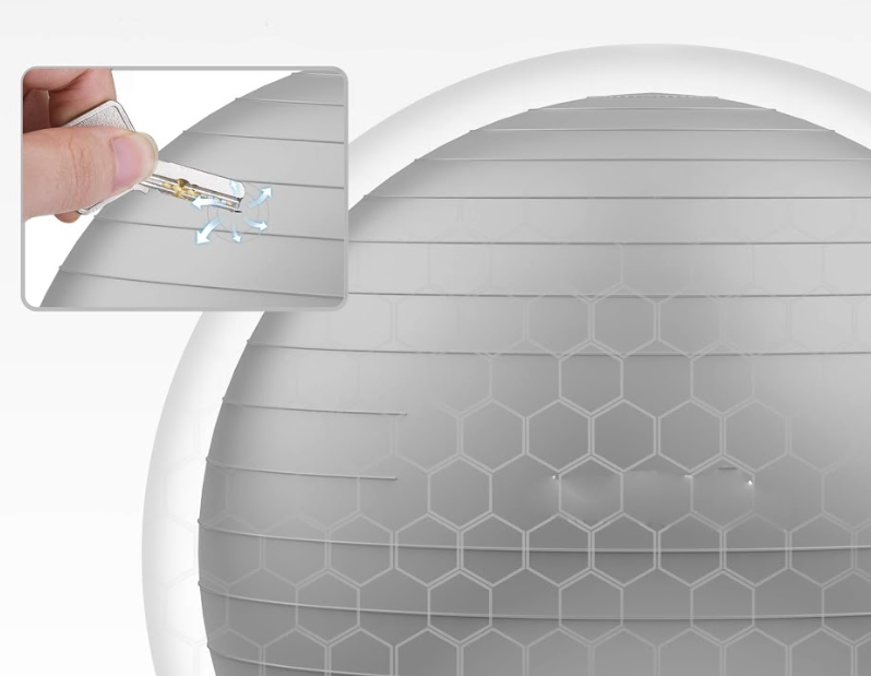 (Ø75cm) Robuster Gymnastikball Sitzball für Yoga / Pilates / Crossfit mit Luftpumpe bis 300kg - Silber