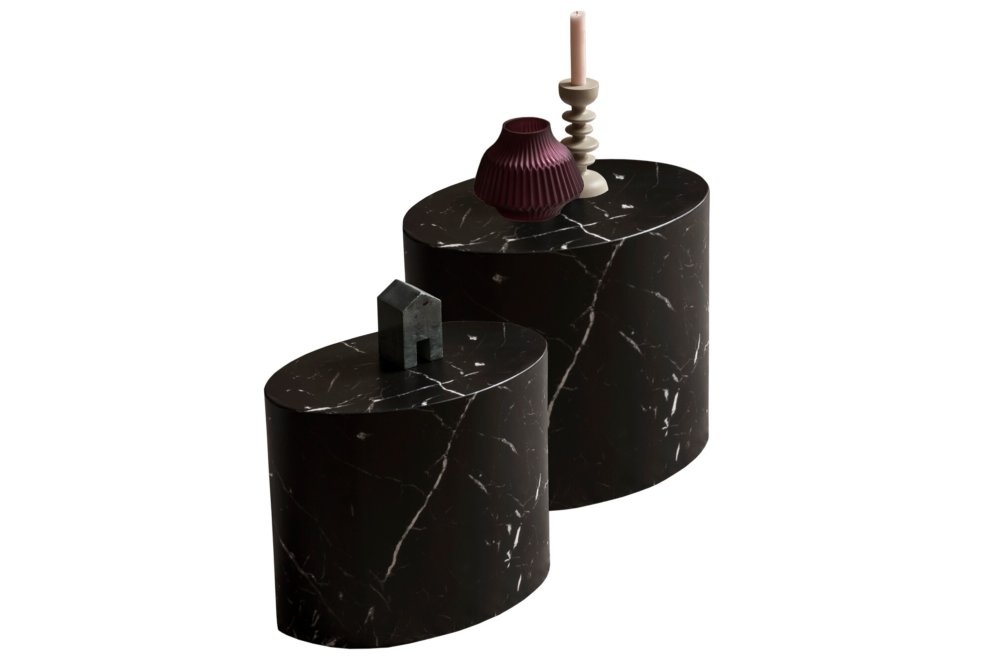 2er Set Couchtisch schwarz Marmor Optik Beistelltisch Wohnzimmer Tisch Sofatisch
