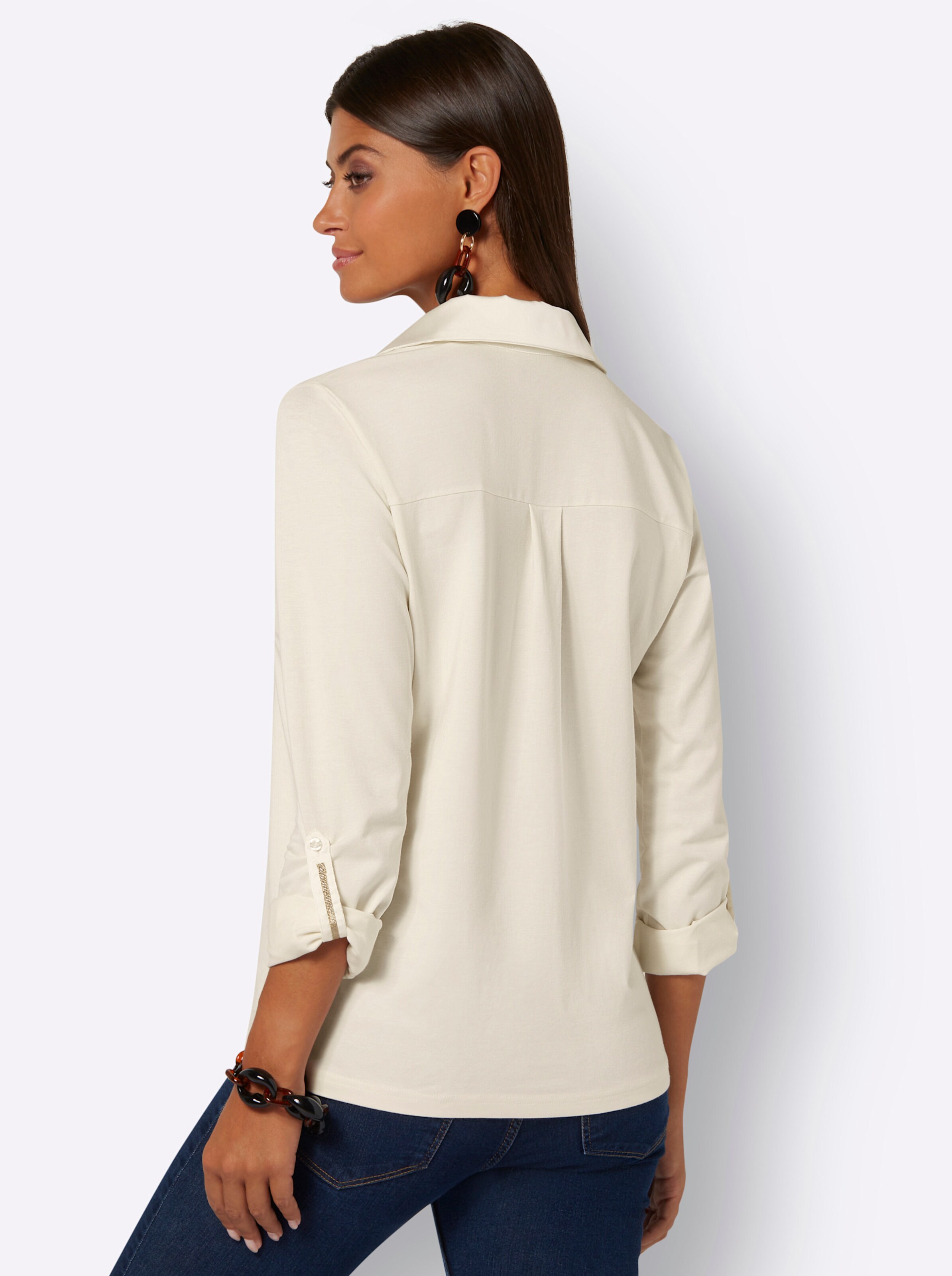 Jersey-Bluse in champagner